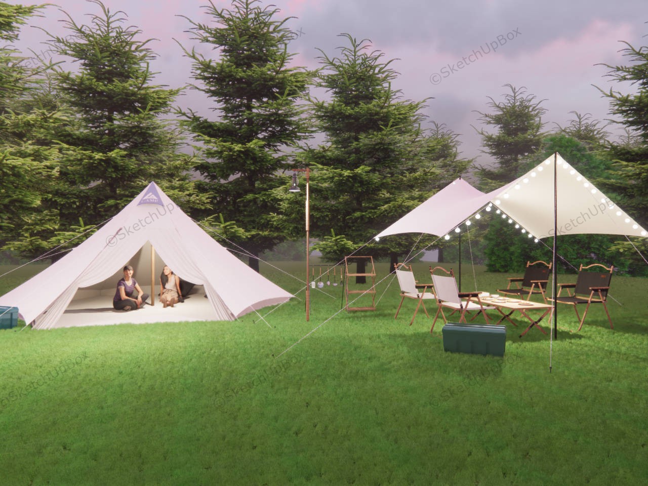 Family Campsite Decorating Idea sketchup model preview - SketchupBox
