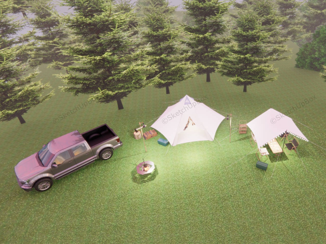 Family Campsite Decorating Idea sketchup model preview - SketchupBox