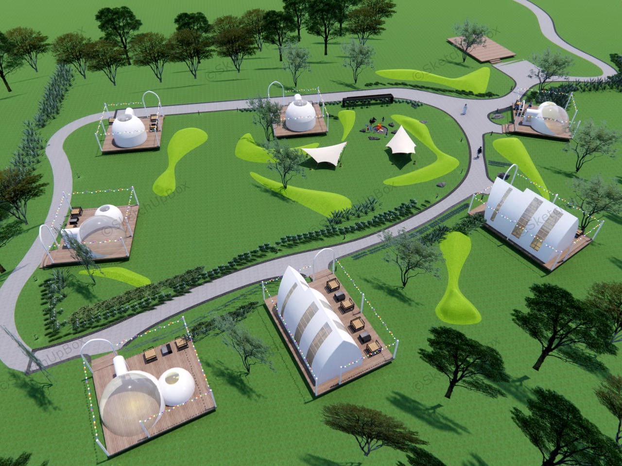 Small Commercial Campground Design sketchup model preview - SketchupBox