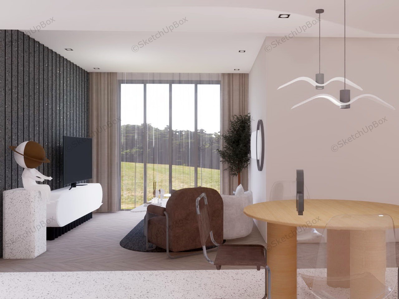Small Apartment Living Room Design sketchup model preview - SketchupBox