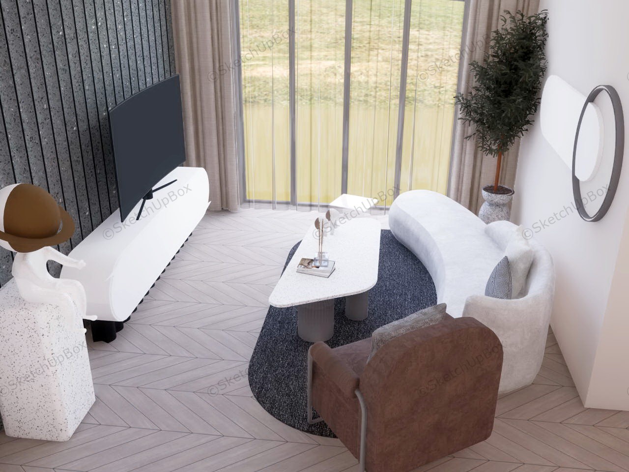 Small Apartment Living Room Design sketchup model preview - SketchupBox
