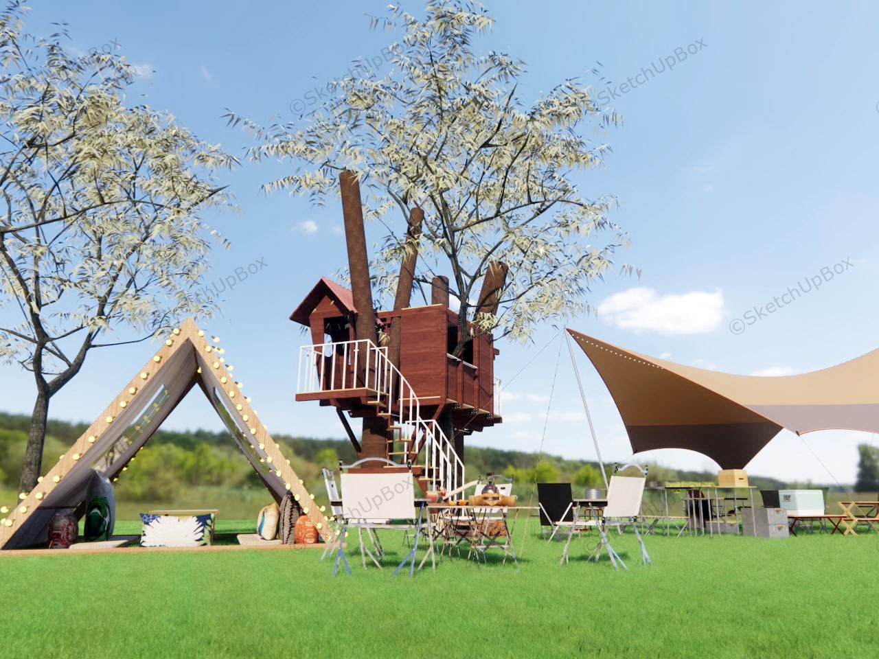 Treehouse Glamping Design sketchup model preview - SketchupBox