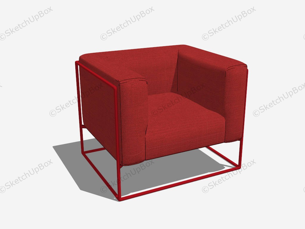 Red Fabric Club Chair sketchup model preview - SketchupBox