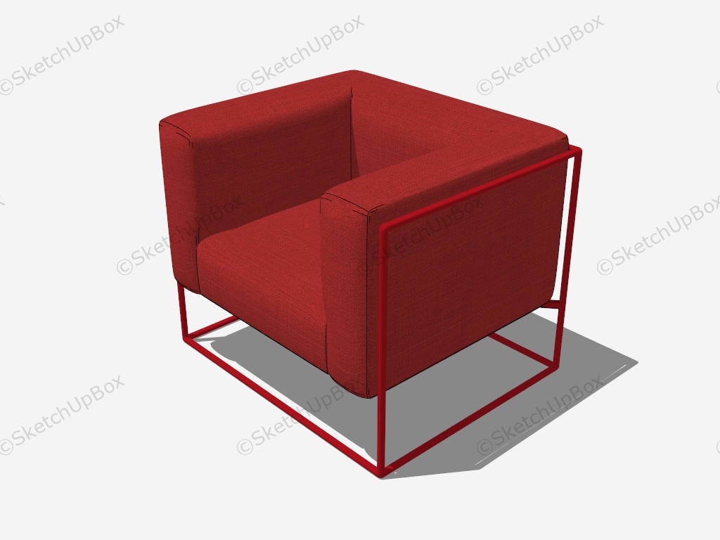 Red Fabric Club Chair sketchup model preview - SketchupBox