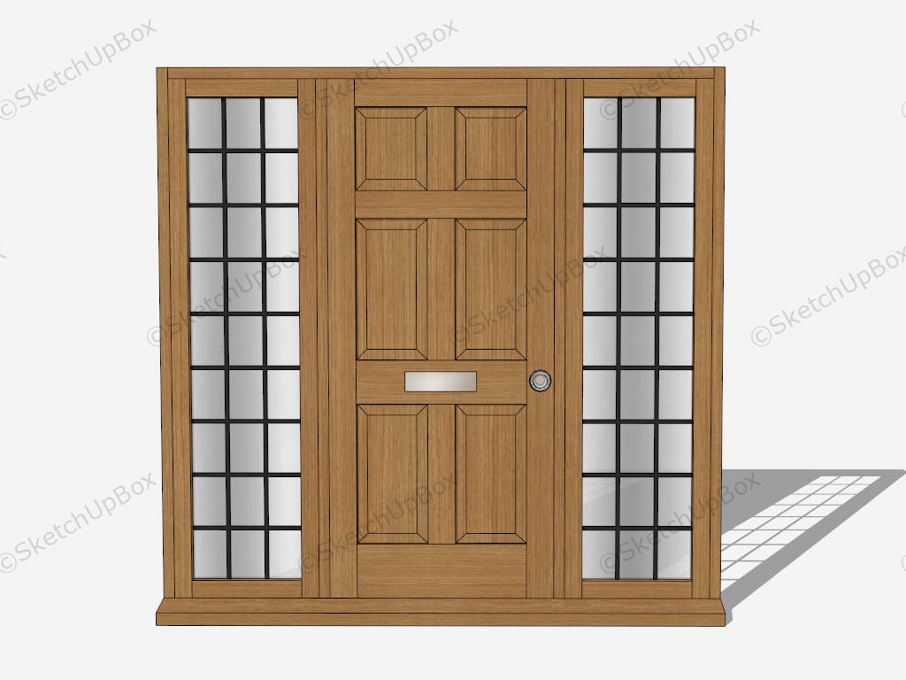 Single Front Door With Two Sidelights sketchup model preview - SketchupBox