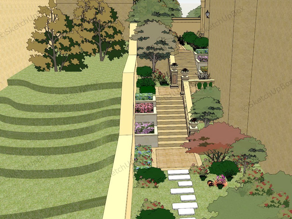 Terrace House Garden Ideas sketchup model preview - SketchupBox