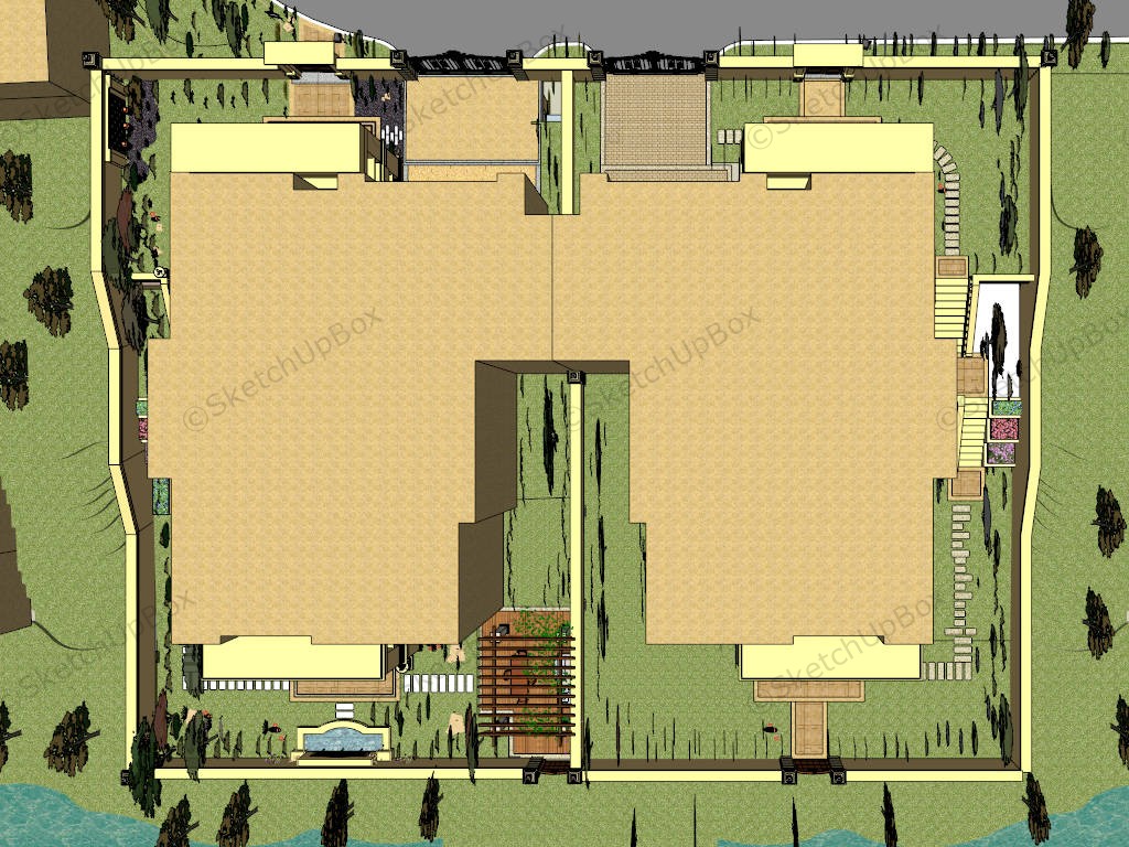 Terrace House Garden Ideas sketchup model preview - SketchupBox