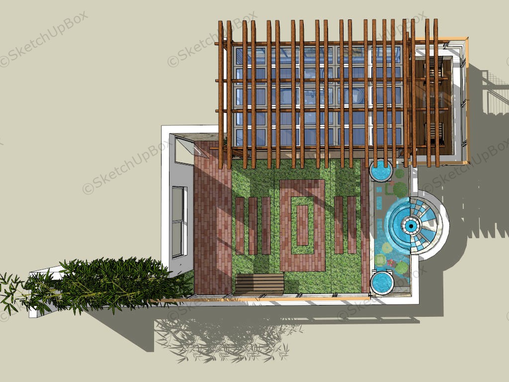 Backyard Patio Landscaping Ideas sketchup model preview - SketchupBox