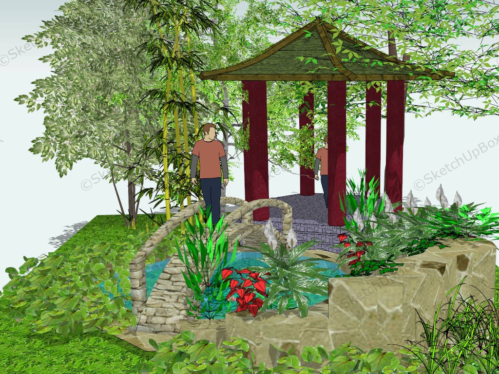 Small Chinese Garden Ideas sketchup model preview - SketchupBox