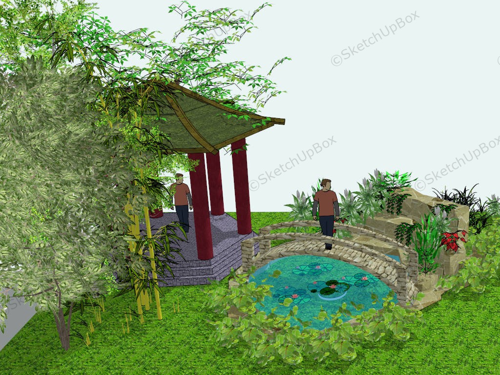 Small Chinese Garden Ideas sketchup model preview - SketchupBox