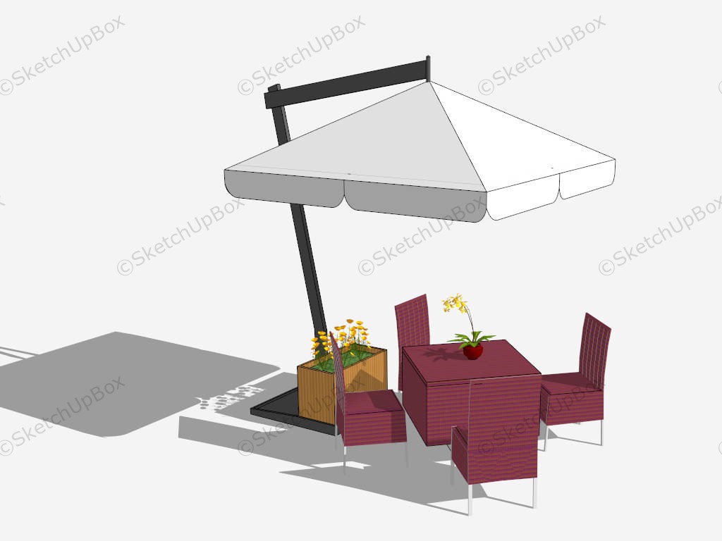 Red Patio Set With Umbrella sketchup model preview - SketchupBox