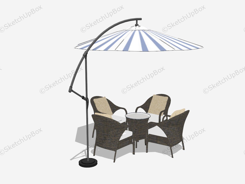 Rattan Patio Set With Umbrella sketchup model preview - SketchupBox