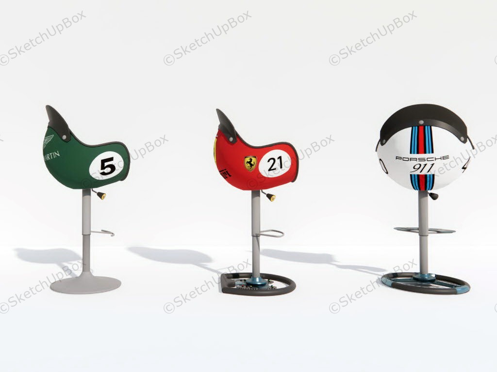 Racing Helmet Bar Stool Set sketchup model preview - SketchupBox