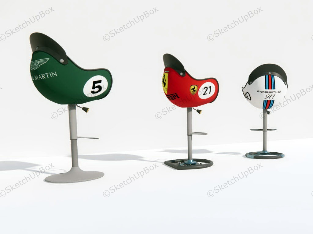 Racing Helmet Bar Stool Set sketchup model preview - SketchupBox