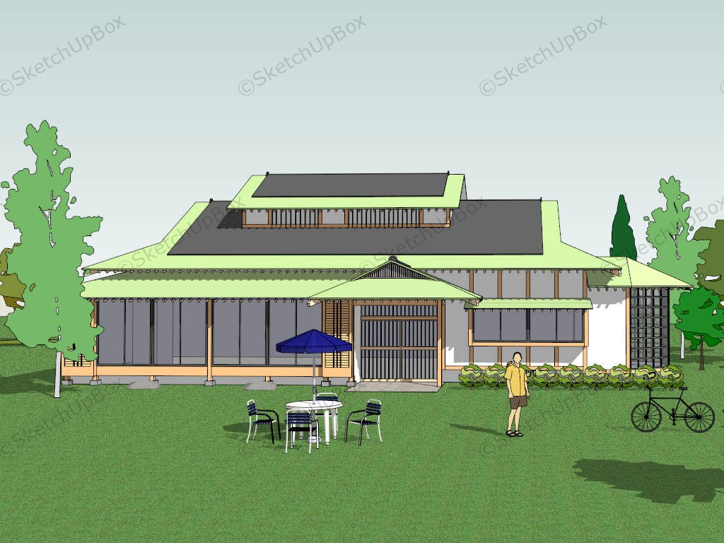 Japanese Style Home sketchup model preview - SketchupBox