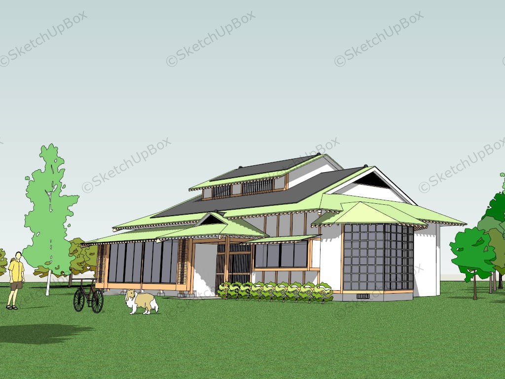 Japanese Style Home sketchup model preview - SketchupBox