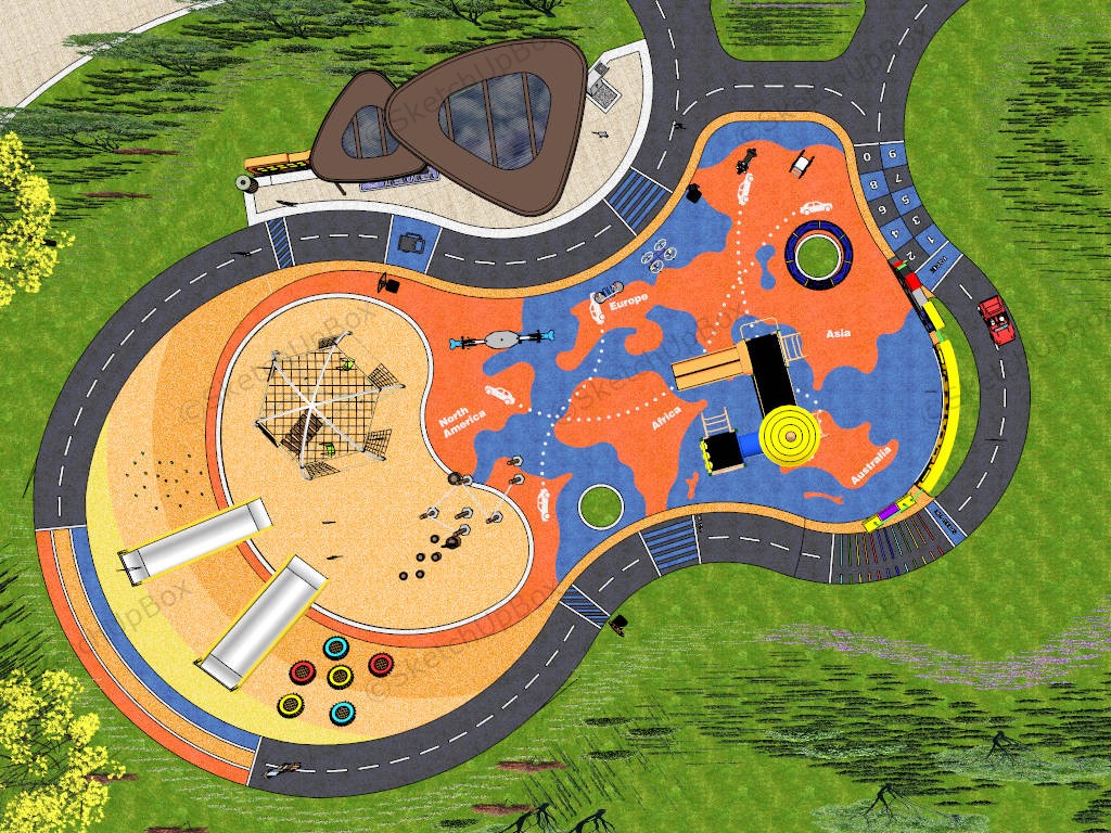Racing Car Theme Park Adventure Playground sketchup model preview - SketchupBox