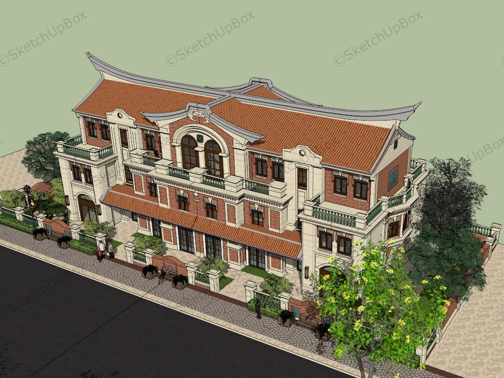 Historic Townhouse sketchup model preview - SketchupBox