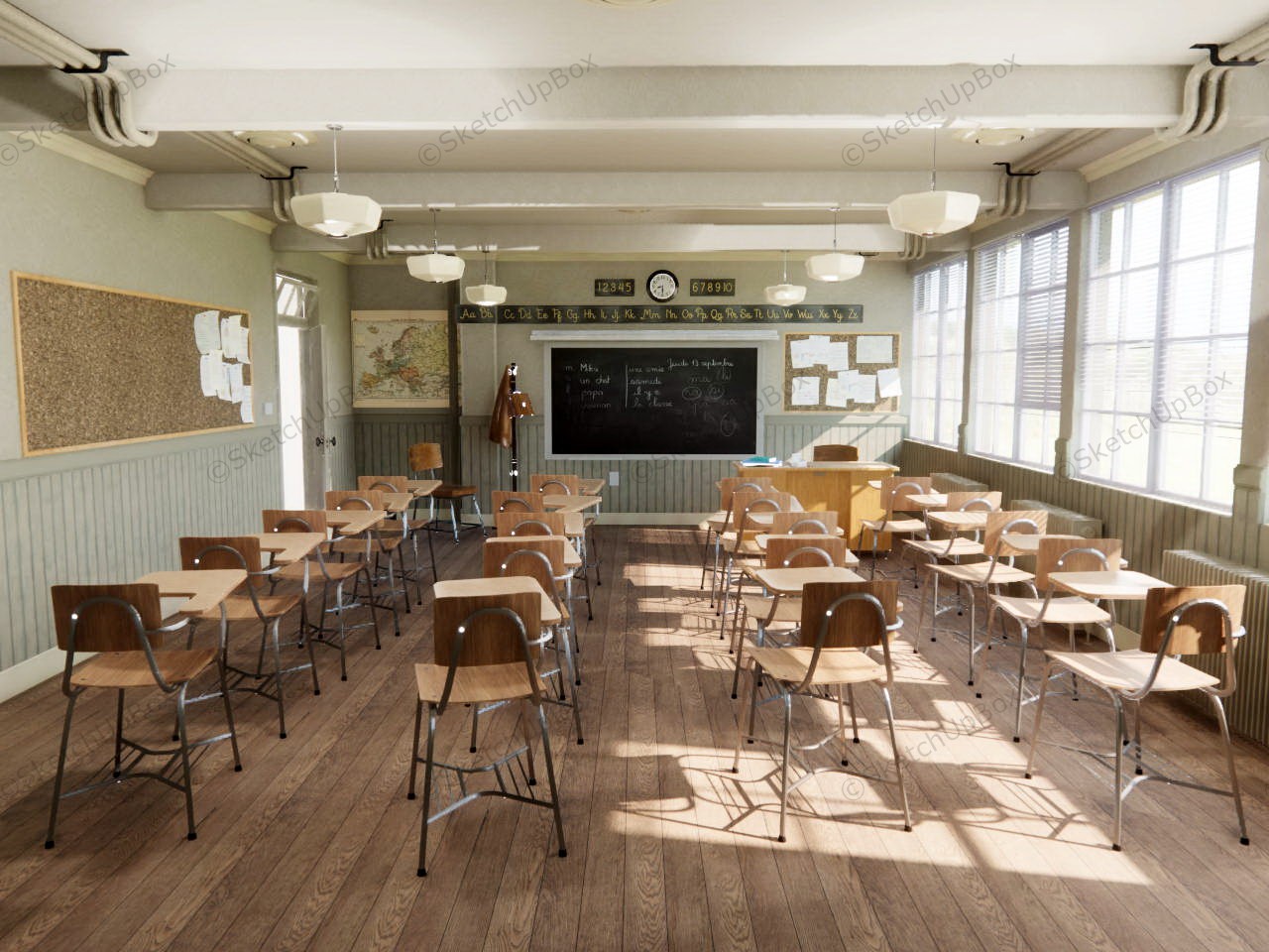 Vintage Schoolhouse sketchup model preview - SketchupBox