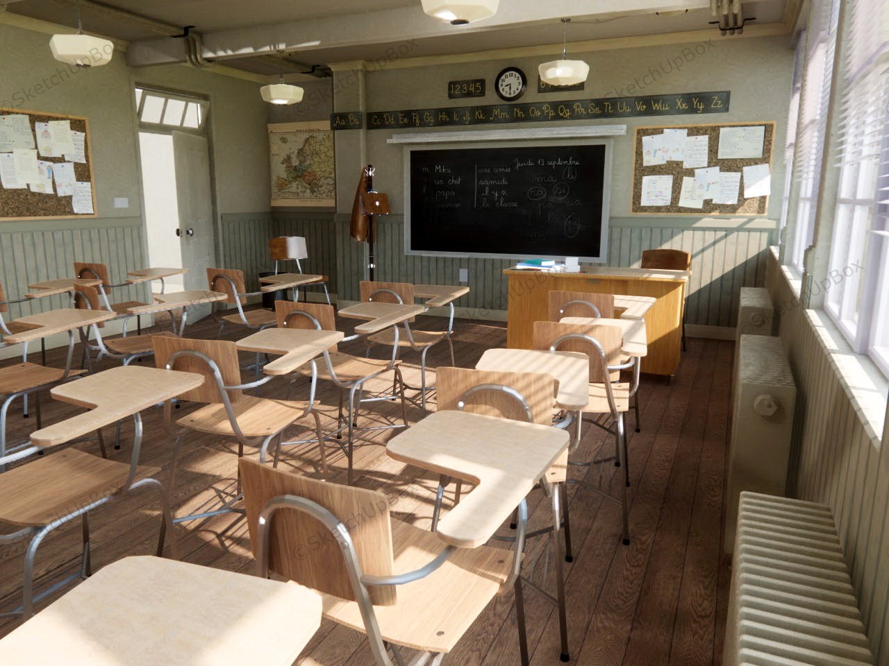 Vintage Schoolhouse sketchup model preview - SketchupBox