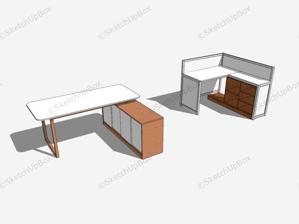 Office Desks Workstations sketchup model preview - SketchupBox