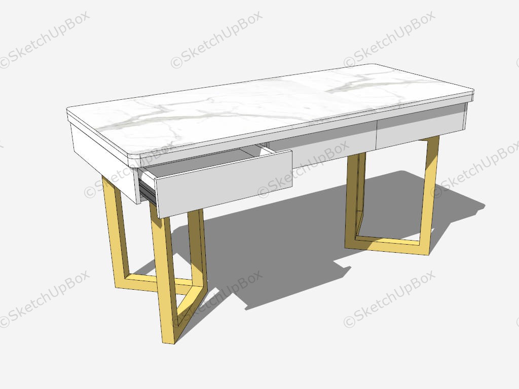 White Desk For Home Office sketchup model preview - SketchupBox