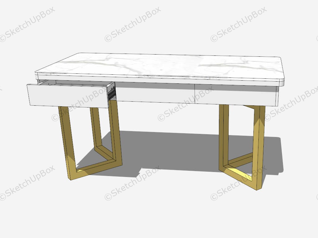 White Desk For Home Office sketchup model preview - SketchupBox