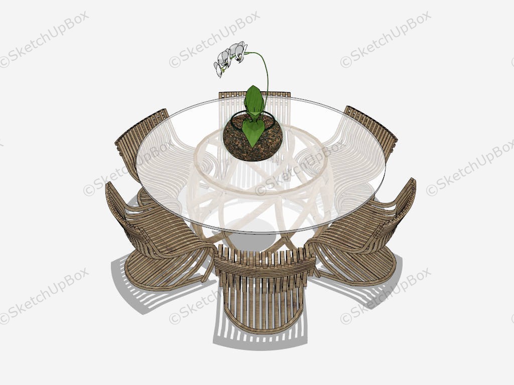 Round Patio Dining Set sketchup model preview - SketchupBox