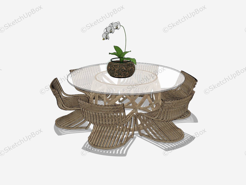 Round Patio Dining Set sketchup model preview - SketchupBox