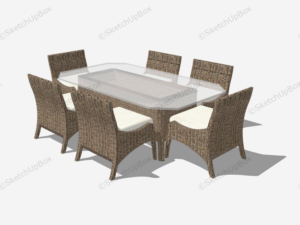 Rattan Patio Furniture Dining Set sketchup model preview - SketchupBox