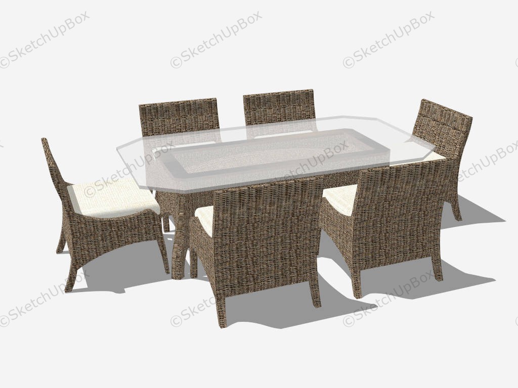 Rattan Patio Furniture Dining Set sketchup model preview - SketchupBox