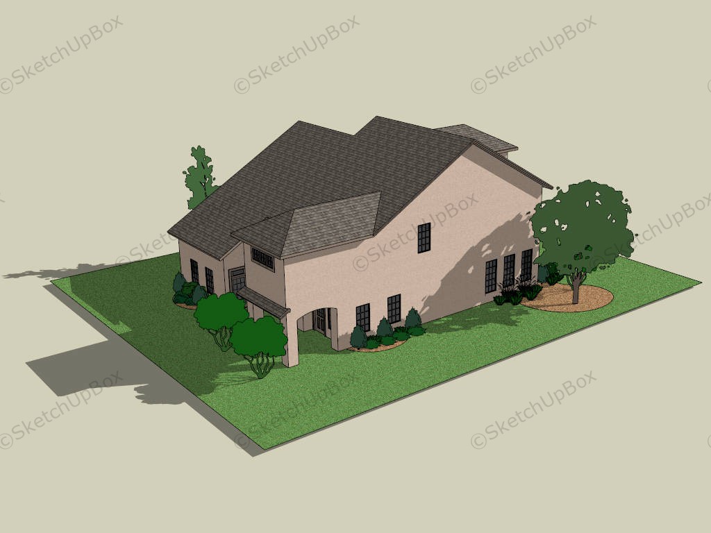 Two Story Traditional Home sketchup model preview - SketchupBox