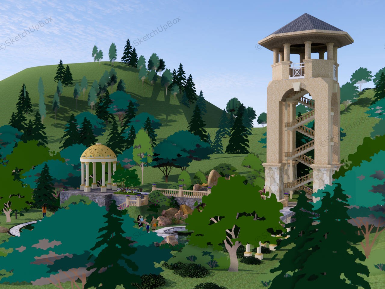 Observation Tower In Mountain sketchup model preview - SketchupBox