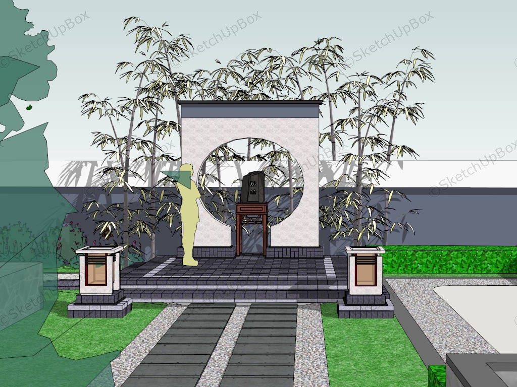 Chinese Style Courtyard Garden Ideas sketchup model preview - SketchupBox