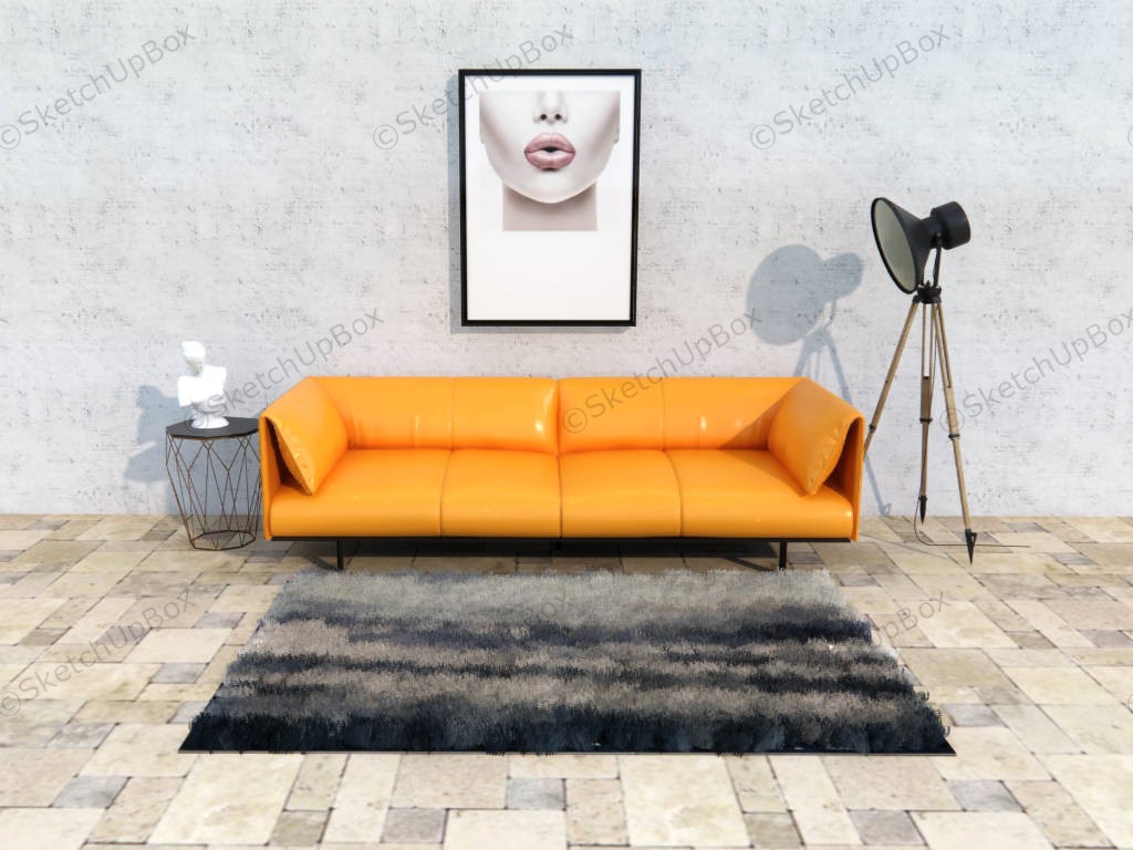 Yellow Sofa Living Room Ideas sketchup model preview - SketchupBox