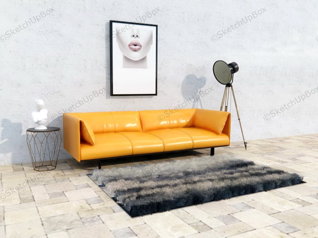 Yellow Sofa Living Room Ideas sketchup model preview - SketchupBox