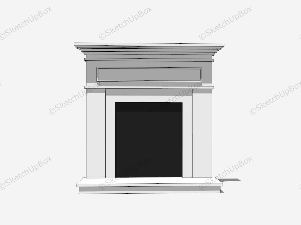 White Fireplace Surround sketchup model preview - SketchupBox