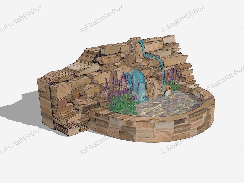 Outdoor Rock Water Fountain sketchup model preview - SketchupBox