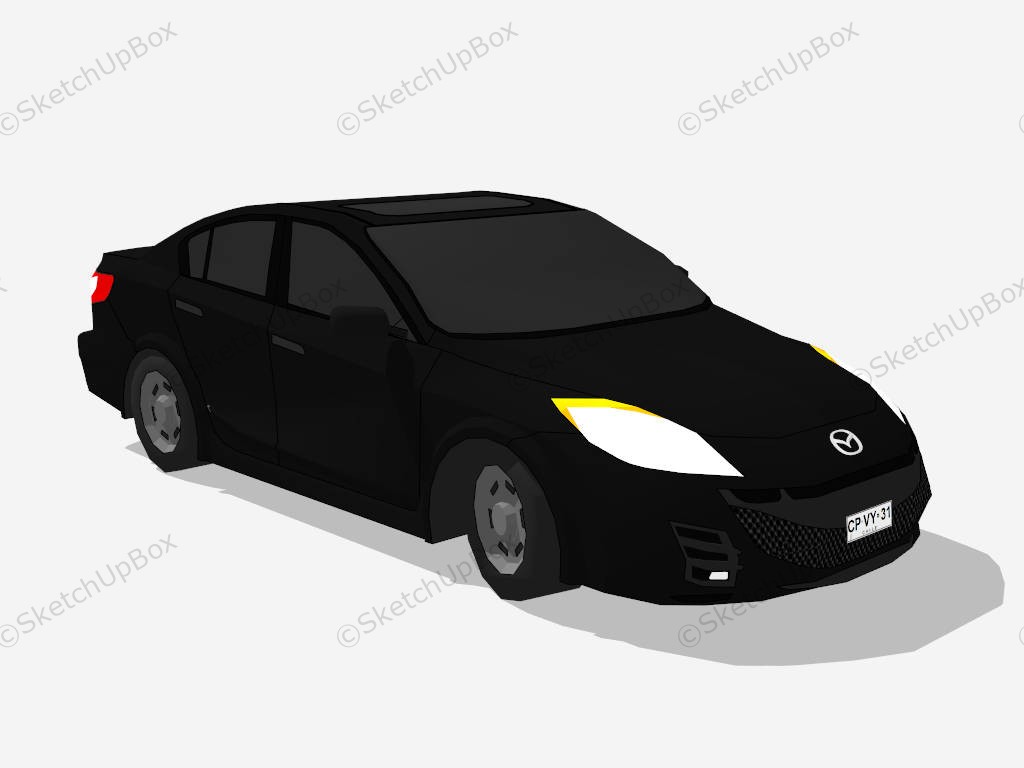 Mazda 3 Black Sedan sketchup model preview - SketchupBox