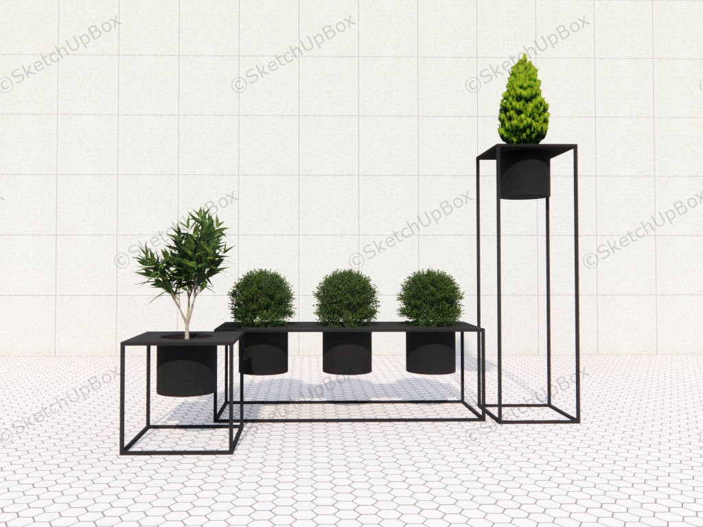 Black Metal Planter With Stand sketchup model preview - SketchupBox
