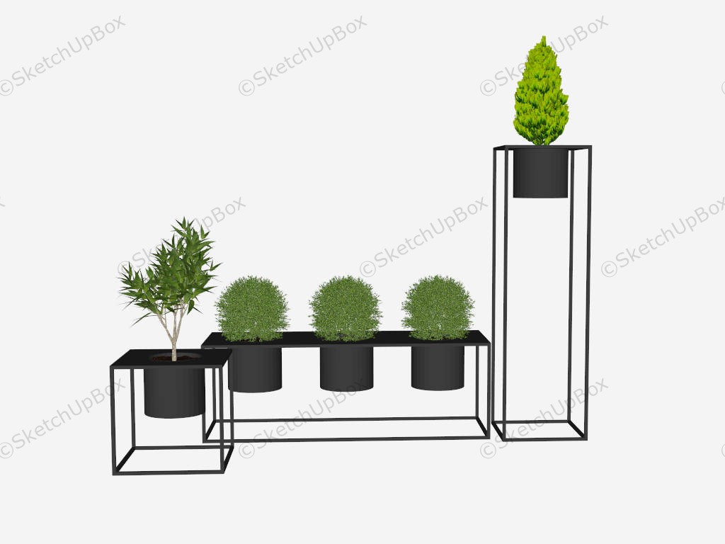 Black Metal Planter With Stand sketchup model preview - SketchupBox