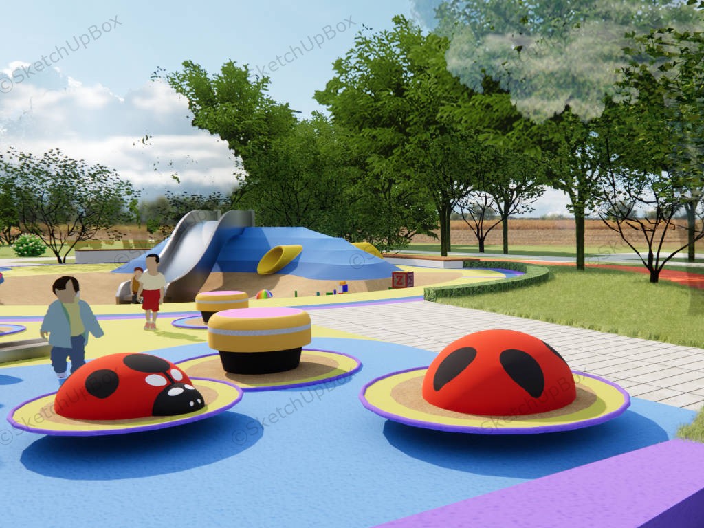 Outdoor Kids Park Playground Plan sketchup model preview - SketchupBox
