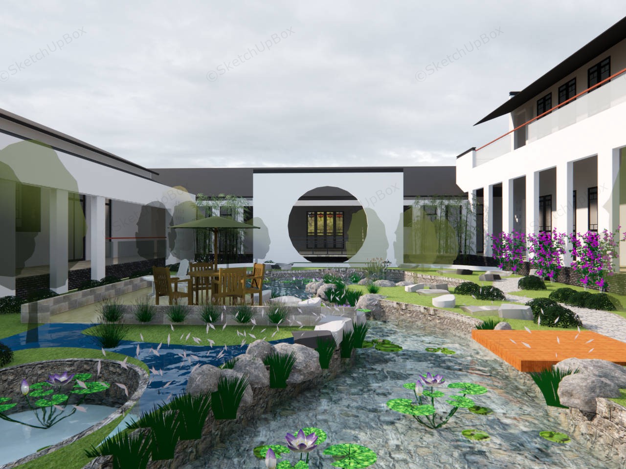 Chinese Style Nursing Home Architecture sketchup model preview - SketchupBox