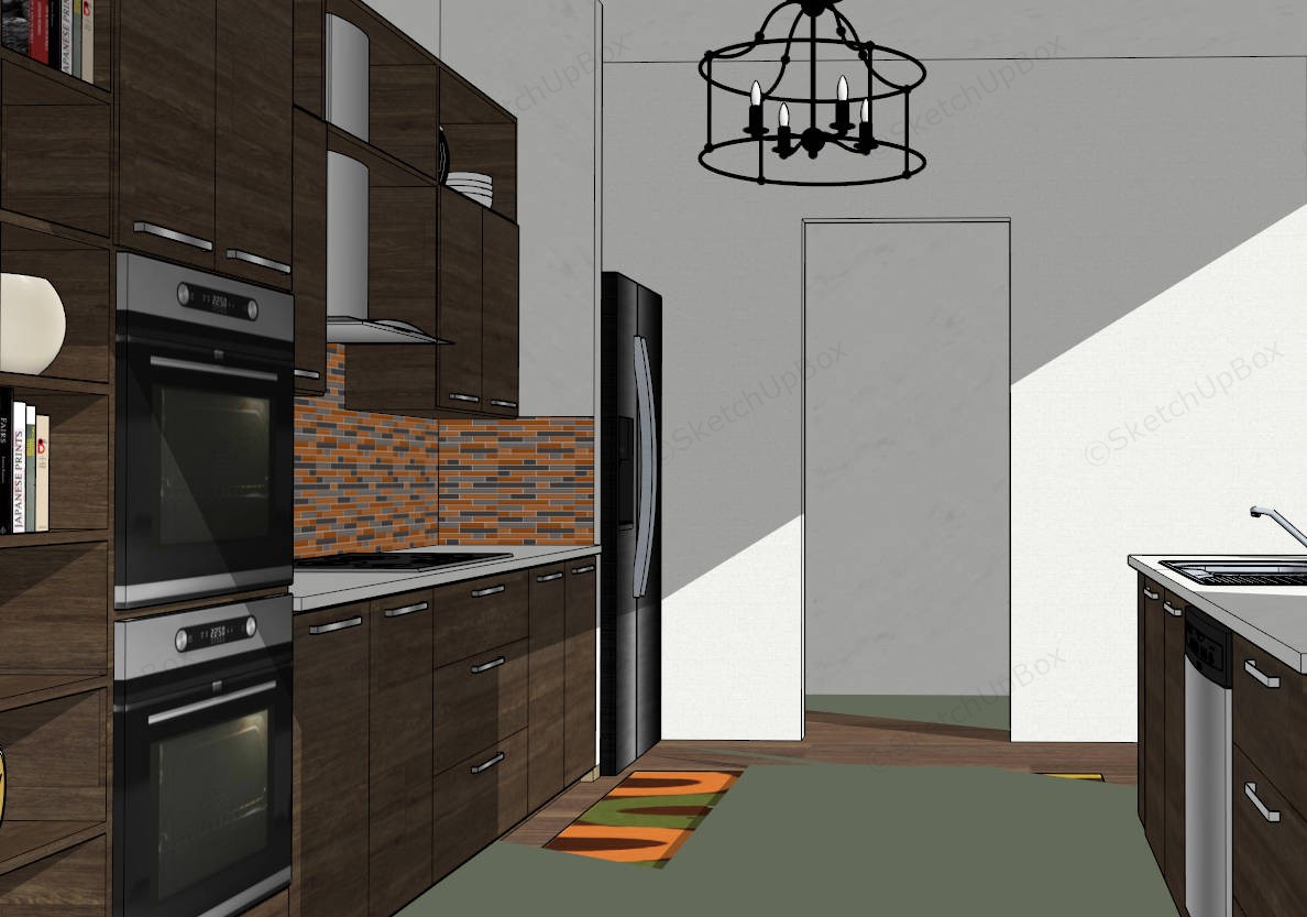 Country Kitchen With Island sketchup model preview - SketchupBox