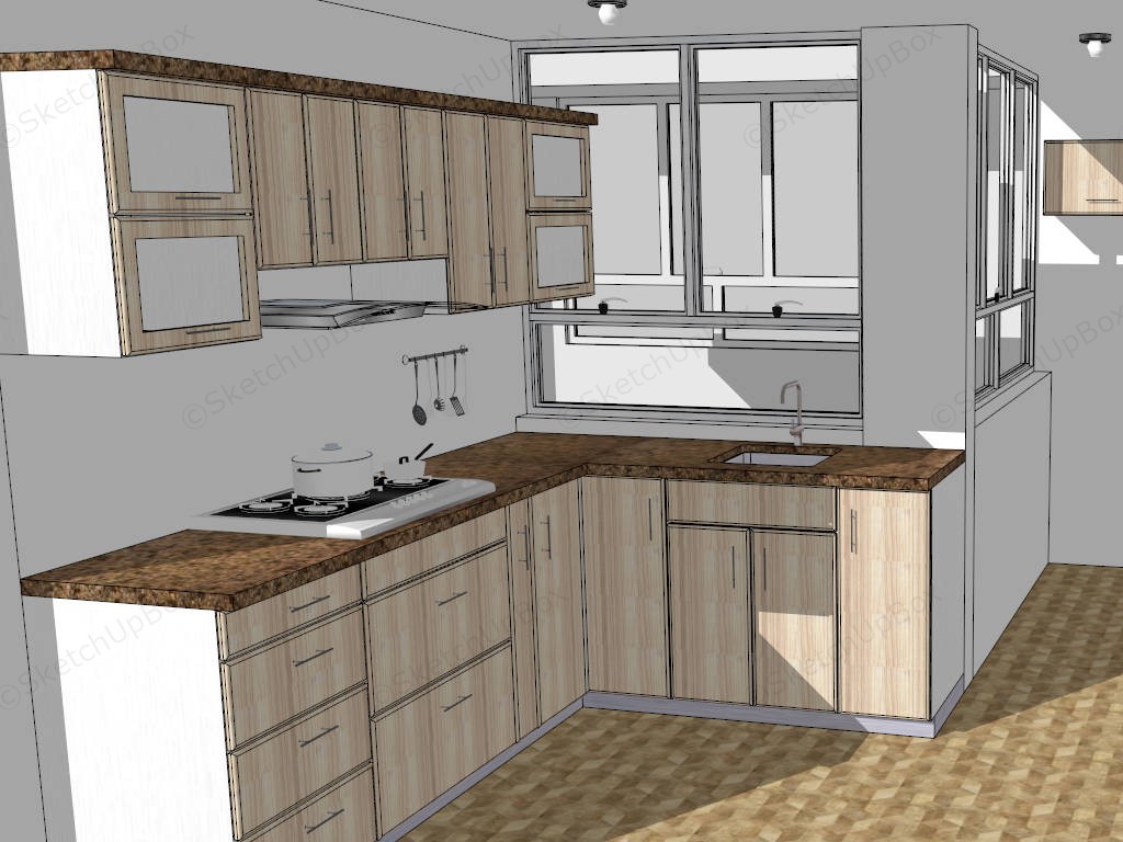 Modern Natural Kitchen Design sketchup model preview - SketchupBox