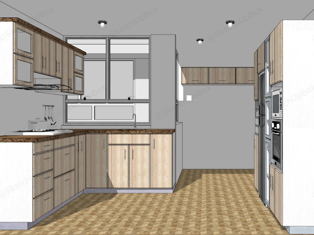 Modern Natural Kitchen Design sketchup model preview - SketchupBox