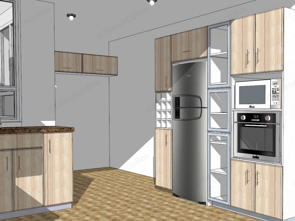 Modern Natural Kitchen Design sketchup model preview - SketchupBox