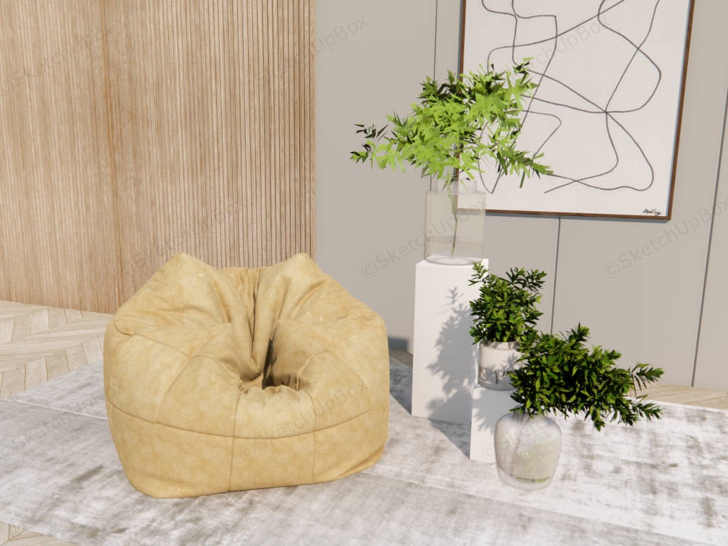 Living Room Bean Bag & Accent Wall Idea sketchup model preview - SketchupBox
