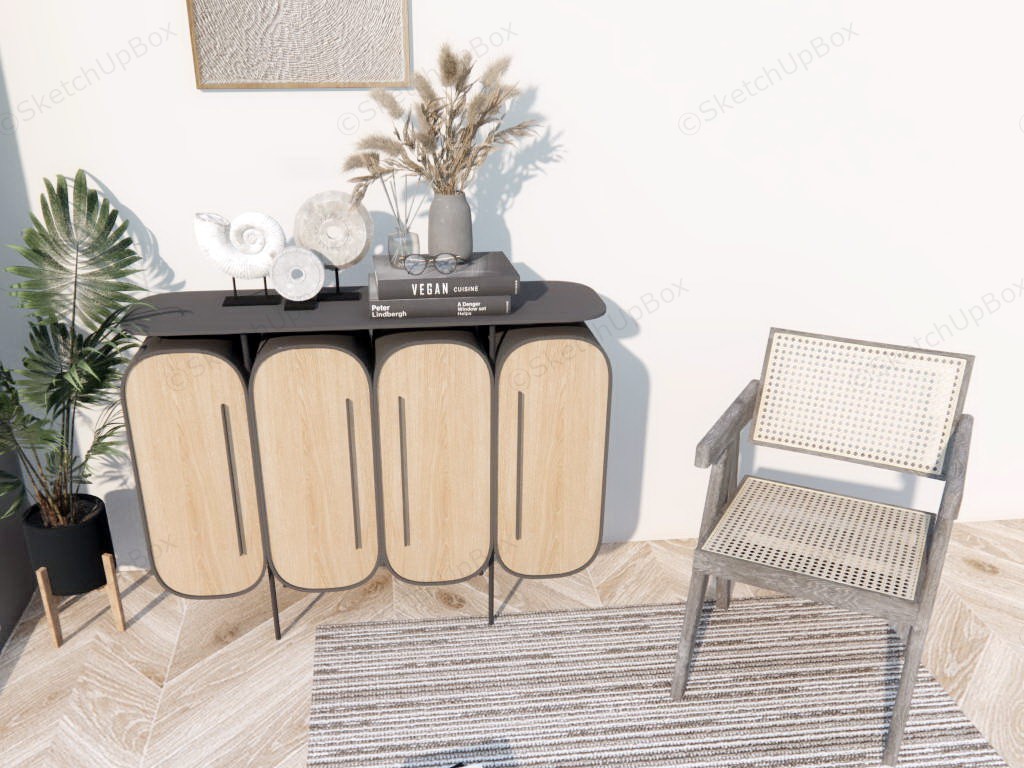 Accent Console Cabinet And Chair sketchup model preview - SketchupBox