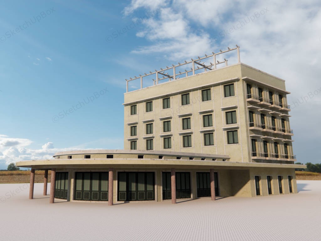 Budget Hotel Architecture Exterior sketchup model preview - SketchupBox